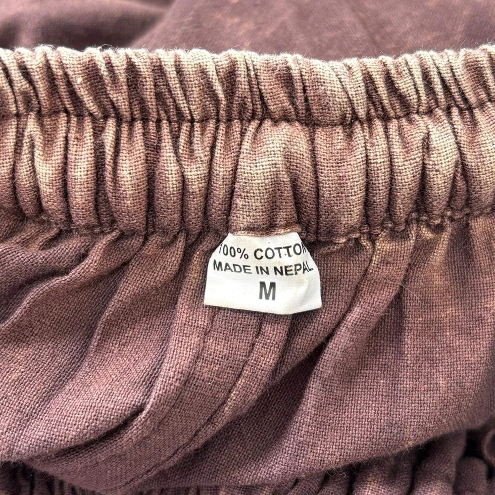 Ubranded Stonewashed Harem Pants Cotton Boho Cargo Medium Brown Tribal Woven